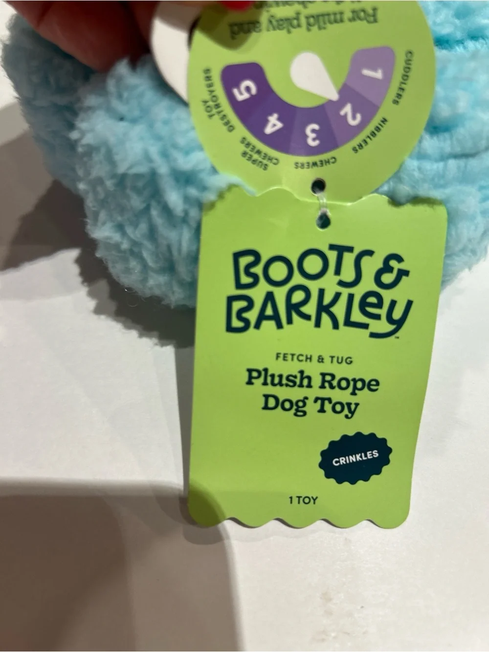 Plush Blue Pom Rope Dog Toy – Blue & Lime Green Keep your pup entertained nwt